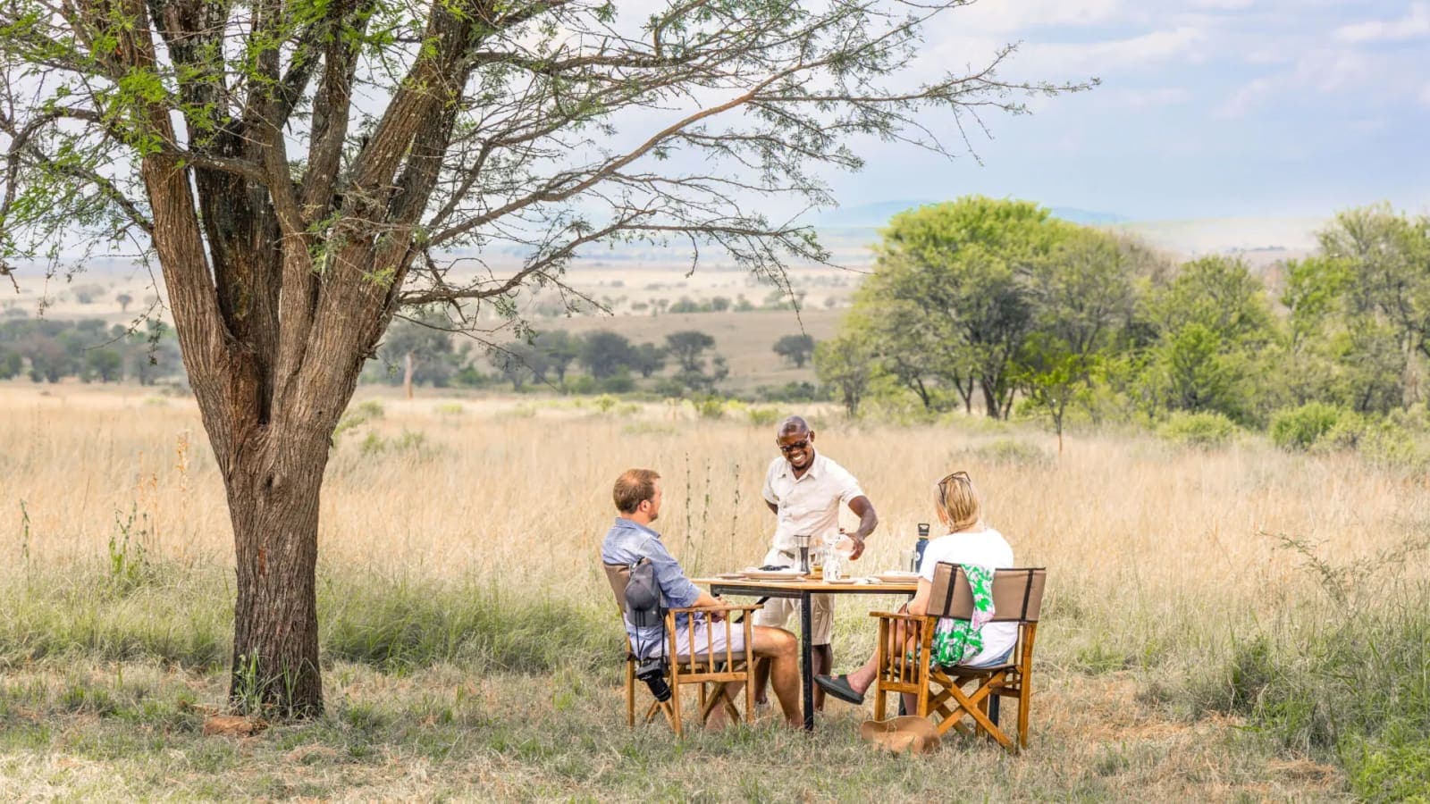 A bush breakfast under an acacia on the Serengeti plains